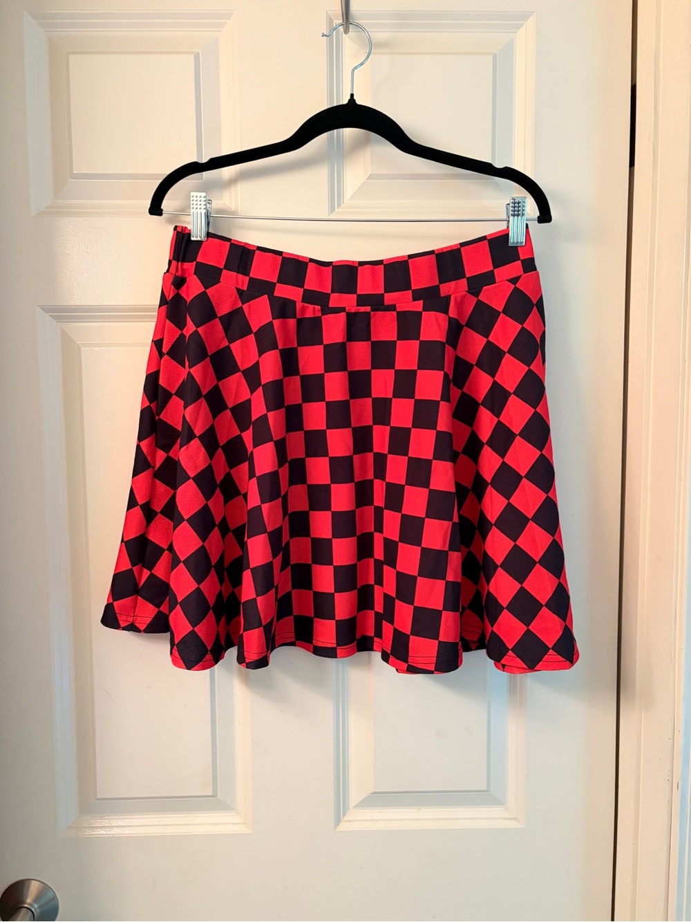 Women's Red and Black Checkered Skater Skirt